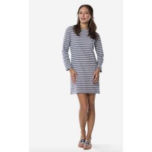 Sail to‎ Sable Shift Dress Womens M Blue White Striped Coastal Nautical Preppy